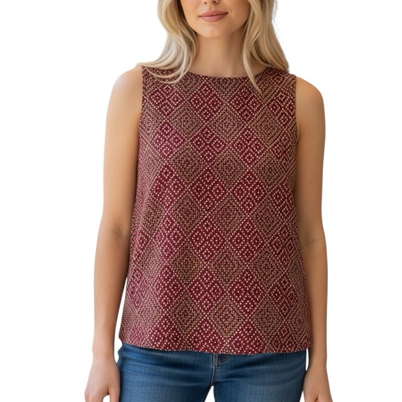 Vintage Geometric Patterned Sleeveless Top - Picture 2 of 6